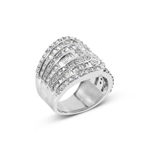 10K White Gold 2 1/2 Cttw Round and Baguette-Cut Diamond Multi-Row Bypass Ring (J-K Color, I2-I3 Clarity)-2