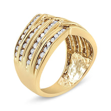 10K Yellow Gold Plated .925 Sterling Silver 1 1/2 Cttw Diamond Channel Band (Champagne Color, I2-I3 Clarity) Ring-2