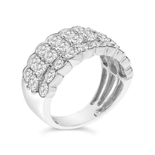.925 Sterling Silver 3.0 Cttw Lab Grown Diamond 3 Row Band Ring (F-G Color, VS1-VS2 Clarity)-2