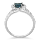 14K White Gold 1-1/3 Cttw White & Blue Diamond Interweaving Double Halo Cocktail Statement Ring (G-H and Fancy Blue Color, SI2-I1 Clarity)-2 thumbnail 3