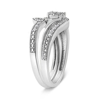 .925 Sterling Silver 1/3ct Cttw Multi-Diamond Bypass Vintage-Style Bridal Set Ring and Band (I-J Color, I3 Clarity)
