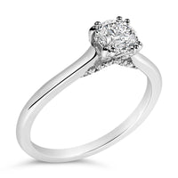 14K White Gold 7/8 Cttw Lab Grown Diamond Solitaire Cathedral Style Engagement Ring (F-G Color, VS1-VS2 Clarity)