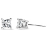 AGS Certified Princess-Cut Square Diamond 4-Prong Solitaire Stud Earrings in 14K Gold (L-M Color, I1-I2 Clarity)-4 thumbnail 5