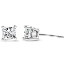 AGS Certified Princess-Cut Square Diamond 4-Prong Solitaire Stud Earrings in 14K Gold (L-M Color, I1-I2 Clarity)-4
