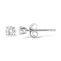 14K White Gold 1.00 Cttw Round Brilliant-Cut Near Colorless Diamond Classic 4-Prong Stud Earrings (H-I Color, I1-I2 Clarity)
