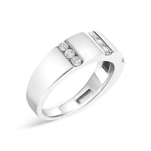 Men's .925 Sterling Silver 1/2 Cttw Diamond Triple Three Stone Row Band Ring (H-I Color, I1-I2 Clarity)-2