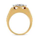 14K Yellow Gold Plated .925 Sterling Silver 1/3 Cttw Miracle-Set Floral Diamond Cluster Ring (I-J Color, I1-I2 Clarity)-2 thumbnail 3