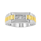 10K Yellow Gold Plated .925 Sterling Silver Diamond Accent Miracle-Set 3 Stone Ridged Band Gentlemen's Fashion Ring (I-J Color, I2-I3 Clarity)-2 thumbnail 3