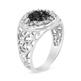 .925 Sterling Silver 1/4 Cttw White and Black Treated Diamond Halo Cluster Ring for Men (I-J Color, I3 Clarity)-2 thumbnail 3