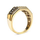 Men's 14K Yellow Gold Plated .925 Sterling Silver 1 1/2 Cttw White and Black Treated Diamond Cluster Ring (Black / I-J Color, I2-I3 Clarity)-2 thumbnail 3
