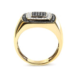 Men's 10K Yellow Gold 3/4 Cttw White and Black Treated Diamond Ring Band (Black / I-J Color, I2-I3 Clarity)-2 thumbnail 3