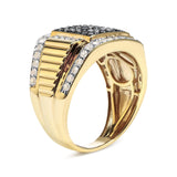 Men's 14K Yellow Gold Plated .925 Sterling Silver 1 1/2 Cttw White and Black Treated Diamond Cluster Ring (Black / I-J Color, I2-I3 Clarity)-2 thumbnail 3