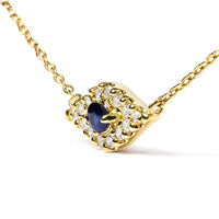 10K Yellow Gold Blue Sapphire and Diamond Accented Evil Eye 18