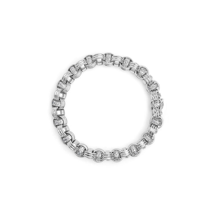 14K White Gold 1/2 Cttw Diamond Knotted Byzantine Link Bracelet (H-I Color, I2-I3 Clarity) - 7