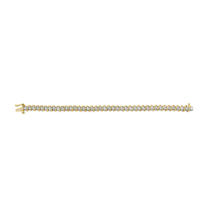 18K Yellow Gold 4.0 Cttw Round-Cut Diamond S-Link 7