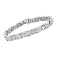 14K White Gold 5.0 Cttw Princess-Cut Diamond Rectangular Alternating Station 7