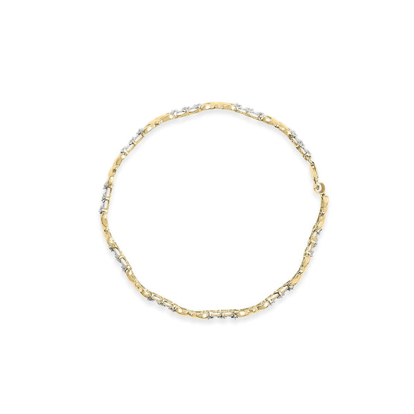 10k Yellow Gold 1/3 Cttw Diamond 3 Stone and X-Link Bracelet (I-J Color, I1-I2 Clarity) - 7.50