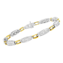 14K Yellow and White Gold 2.0 Cttw Princess Cut Diamond Tapered and Equal Sign Link Bracelet (G-H Color, SI1-SI2 Clarity) - 7"-2