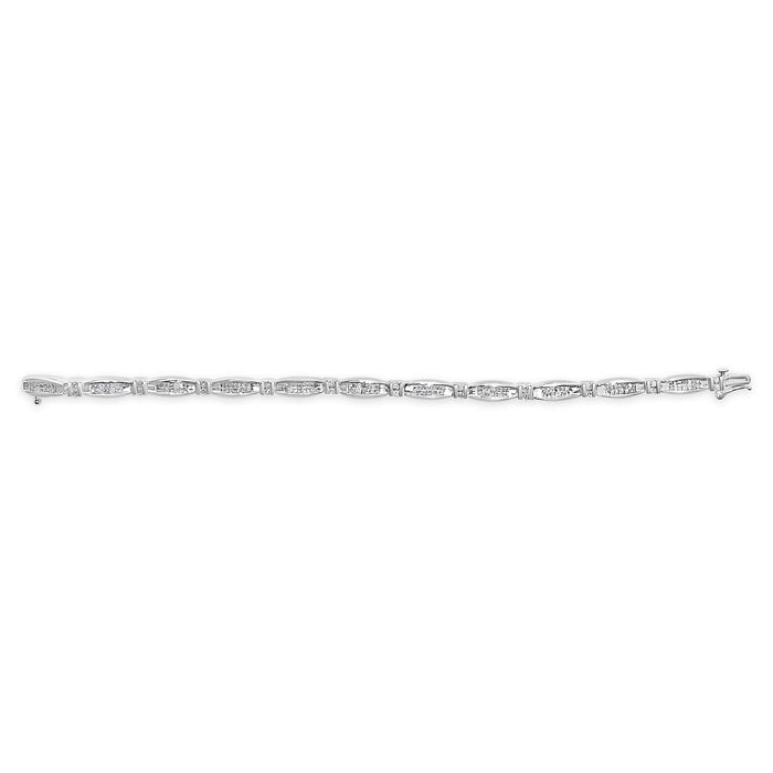 14K White Gold 2.0 Cttw Princess and Round Diamond Bar and Link Bracelet (I-J Color, I1-I2 Clarity) - 7.25