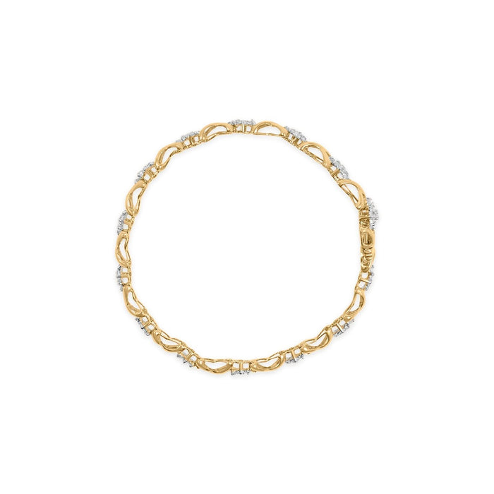 10k Yellow Gold 2.00 Cttw Diamond Cluster and Alternating 