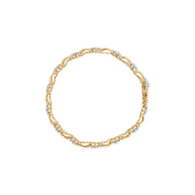 10k Yellow Gold 2.00 Cttw Diamond Cluster and Alternating "X" Link Bracelet (I-J Color, I3 Clarity) - 7"-2