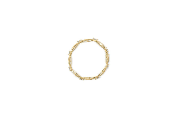 14K Yellow Gold Princess and Baguette Cut Diamond Beaded Bracelet (3.00 cttw, H-I Color, SI1-SI2 Clarity)
