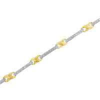 10K Yellow Gold 1.00 Cttw Pave Set Diamond Bar and  X-Link 7