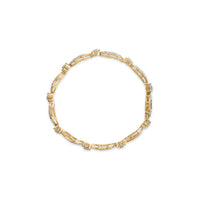 10K Yellow and White Gold 3.00 Cttw Diamond Cluster and Wave Link Bracelet (I-J Color, I1-I2 Clarity) - 7.25