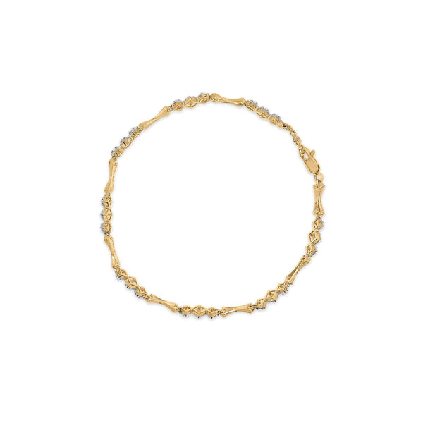 10k Gold 1/3 Cttw Diamond Miracle Set Alternating Bar and Link Bracelet (I-J Color, I1-I2 Clarity) - 7.75
