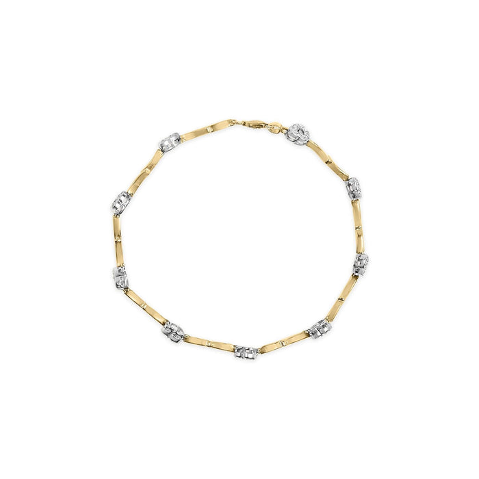10k Two-Tone Gold 1/3 Cttw Diamond Pave Set Heart S-Link 7.25