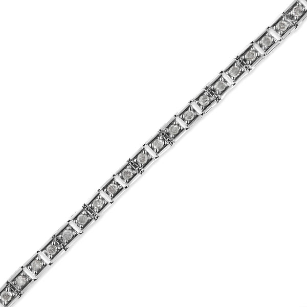 .925 Sterling Silver 1.0 Cttw Diamond Square Hybrid Link 7
