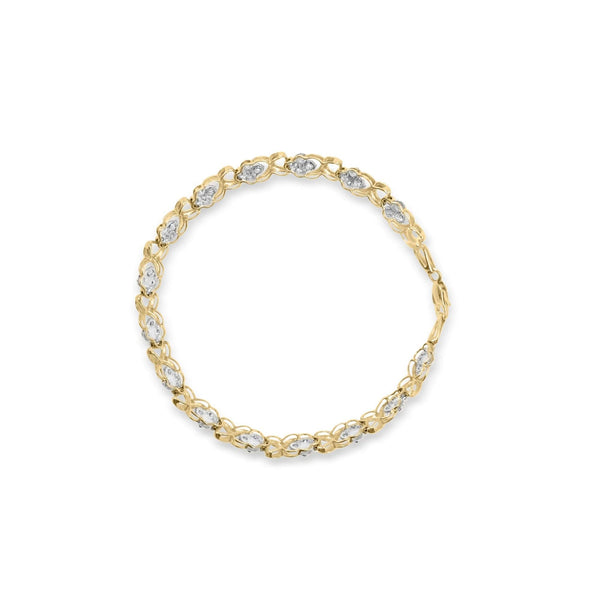 10K Yellow Gold 1.00 Cttw Diamond 5 Stone Floral Cluster and 