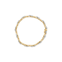 10k Yellow Gold 3.00 Cttw Round-Cut and Baguette-Cut Floral Link 7.25