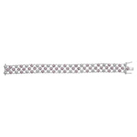 14K White Gold Pink Sapphire and Diamond Floral Lattice Link Bracelet - 7.25