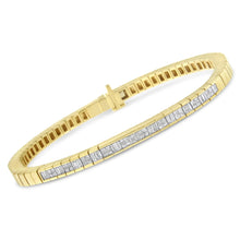 14K Yellow Gold 1-1/10 Cttw Princess & Baguette Cut Diamond 7" Alternating Stone Eternity Tennis Bracelet (G-H Color, VS1-VS2 Clarity)-2