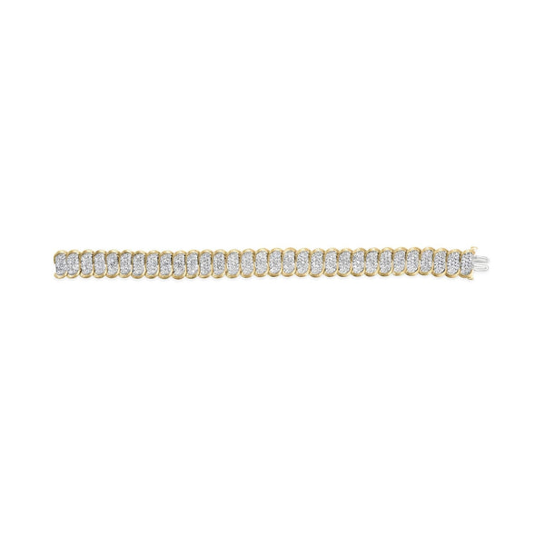 10k Yellow Gold 5.00 Cttw Diamond Oval Banded Link Bracelet (I-J Color, I1-I2 Clarity) - 7