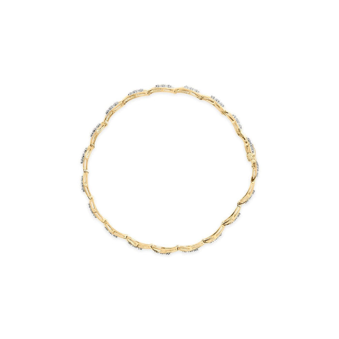 10k Yellow Gold 1/3 Cttw Diamond 3 Stone Teardrop Design Link Bracelet (I-J Color, I1-I2 Clarity) - 7.25