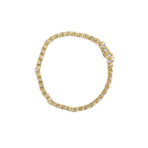 10K Yellow Gold 3 cttw Round-Cut Diamond Spiral Link 7.50