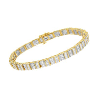 10K Yellow Gold 4.0 Cttw Alternating Baguette & Round Cut Diamond Bezel- & Prong-Set 7