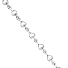 .925 Sterling Silver 1/4 Cttw Round-Cut Diamond Alternating Heart and Leaf Link Bracelet (I-J Color, I3 Clarity) - Size 7.25"-2