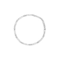 14K White Gold 1-1/2 Cttw Round Brilliant-Cut & Baguette Cut Diamond Bezel and Tapered Link 7