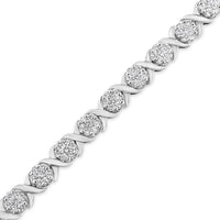 14K White Gold 6-1/3 Cttw Round Brilliant-Cut Diamond Round Cluster & X-Link 7