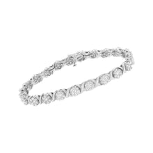 14K White Gold 4 7/8 Cttw Round Brilliant-Cut Diamond Round Cluster & X-Link 7" Tennis Bracelet (I-J Color, SI2-I1 Clarity)-2