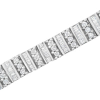 14K White Gold 4 7/8 cttw Baguette & Round Brilliant-Cut Diamond Channel- & Prong-Set Tennis Bracelet (I-J Color, I1-I2 Clarity) - Size 7.25