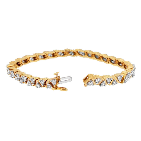 14K Yellow Gold Round-Cut Diamond Bracelet (4.00 cttw, H-I Color, I1-I2 Clarity)
