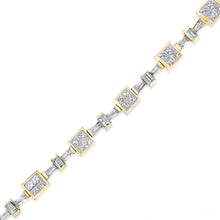 14K Yellow Gold 6 3/4 Cttw Princess and Baguette-Cut Diamond Tennis Bracelet (H-I Color, VS2-SI1 Clarity) - Size 7-2