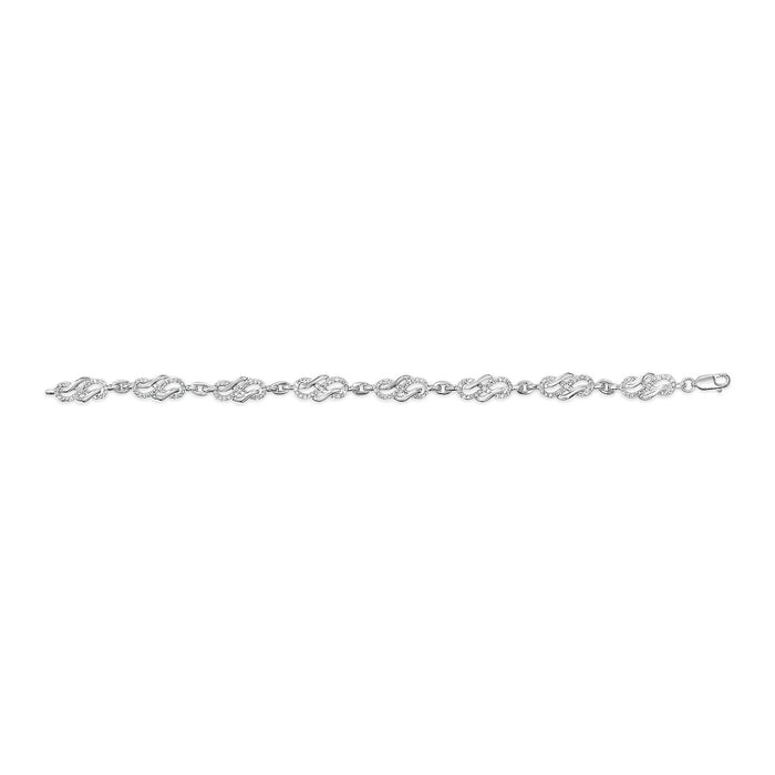.925 Sterling Silver 1.0 Cttw Diamond Infinity Loop and Swirl Link Bracelet (I-J Color, I2-I3 Clarity) - 7.25