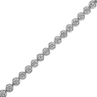 .925 Sterling Silver 1.0 Cttw Diamond Miracle-Plate Open Quatrefoil Flower Circle-Link 7