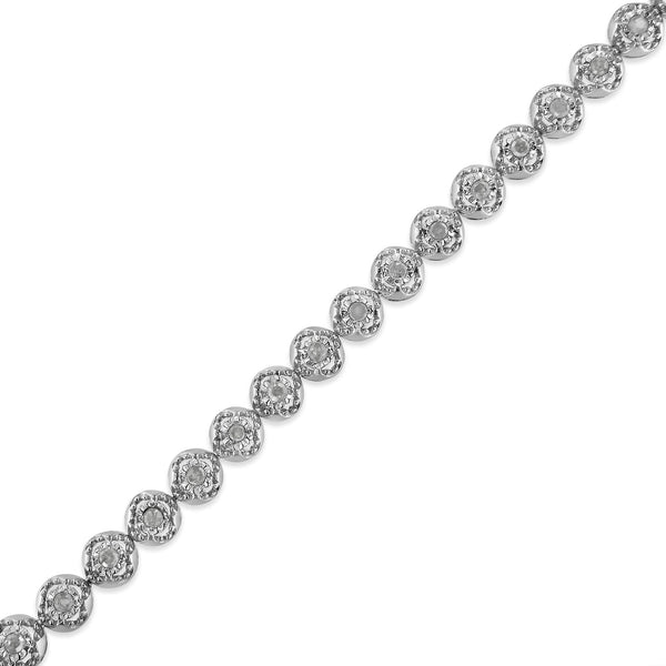 .925 Sterling Silver 1.0 Cttw Diamond Miracle-Plate Open Quatrefoil Flower Circle-Link 7