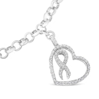 .925 Sterling Silver 1/4 Cttw Diamond-Accented Heart and Ribbon Charm 7